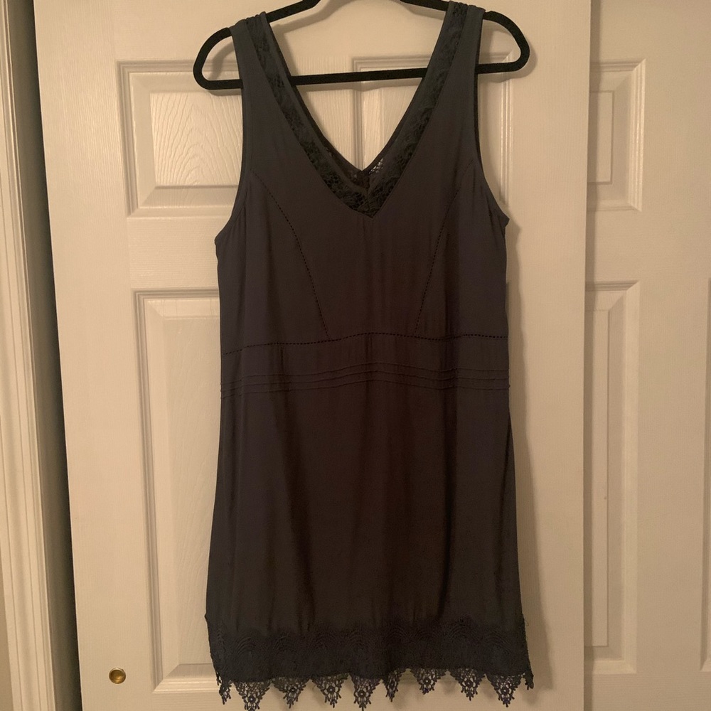 ASTR Blue/Gray Shift Dress w/ Lace Detail. Size M